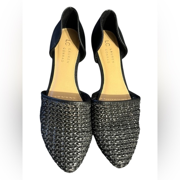 LC Lauren Conrad Black Woven D’Orsay Flats – Size 9.5 - Picture 2 of 8